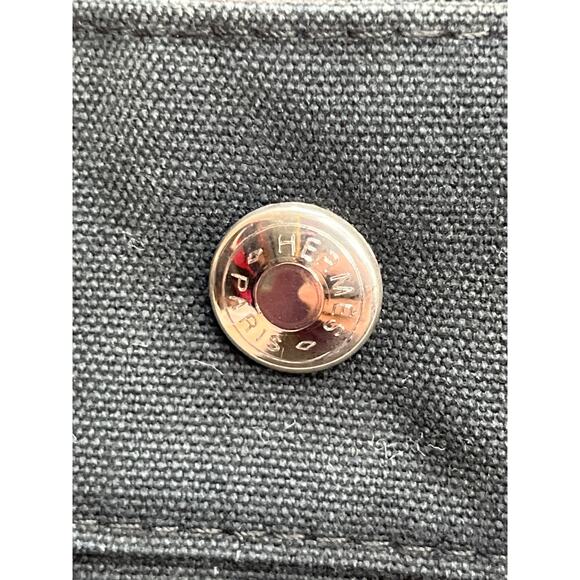 Hermès Fourre Tout PM Canvas Tote Bag Black Gray Striped Handles France - Picture 7 of 15